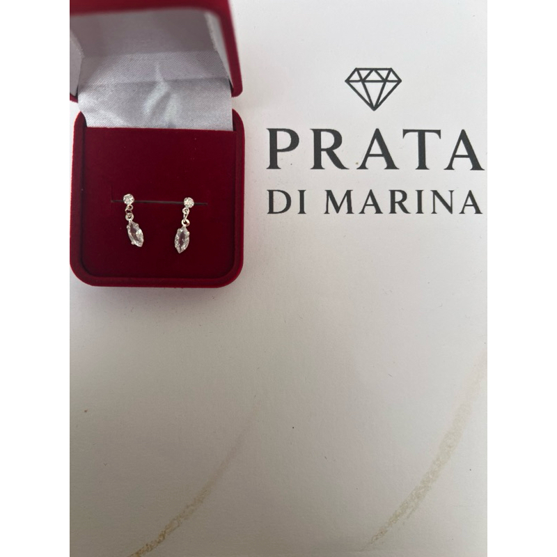 Prata 925 Brinco navete pedra na cor cristal