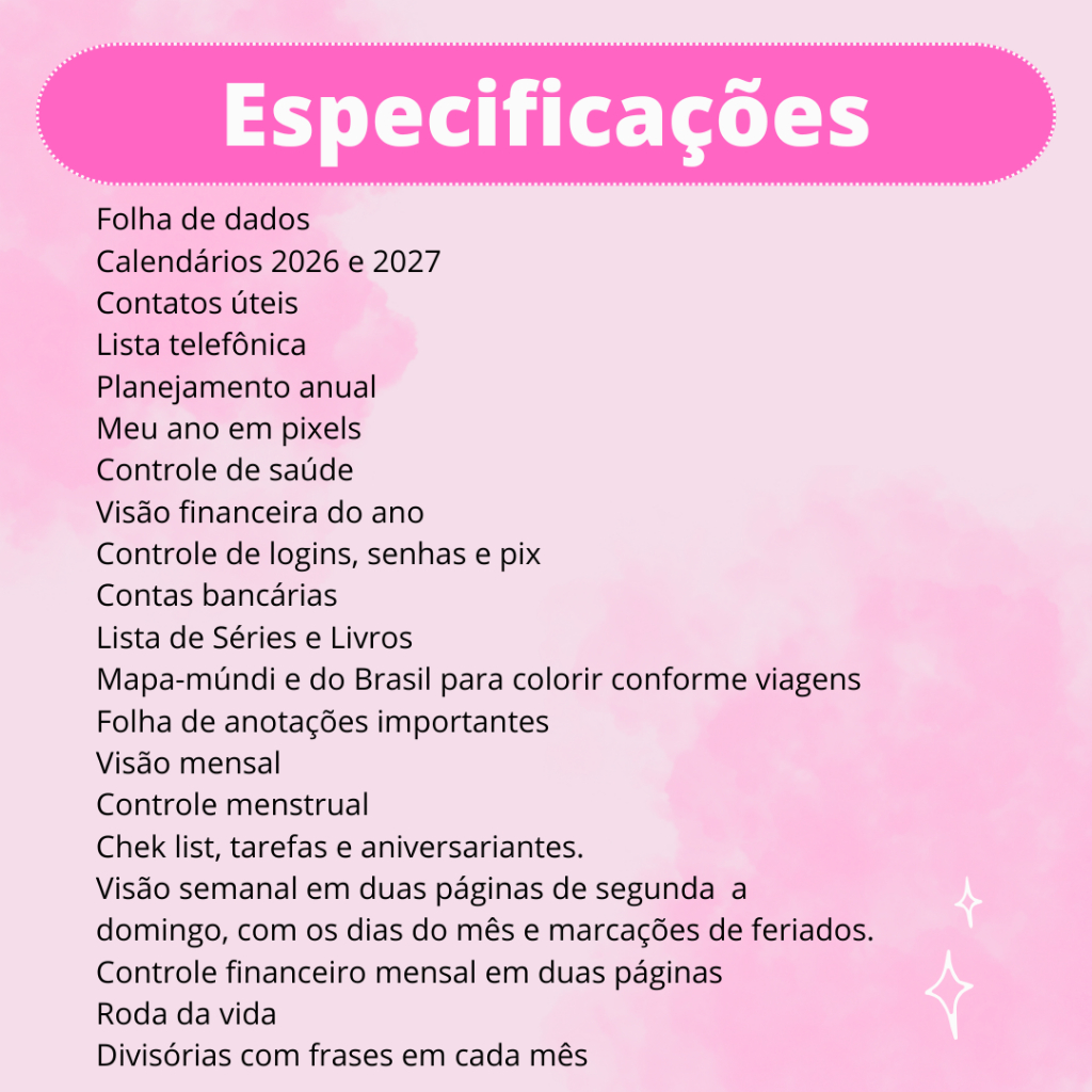 Refil Planner 2026 para Caderno de Disco Reposicionável