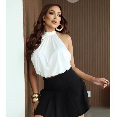 Cropped Bata Costa Nua Modinha Moda Feminina Blogueira Tendência Verão Alcinha top gringo bata