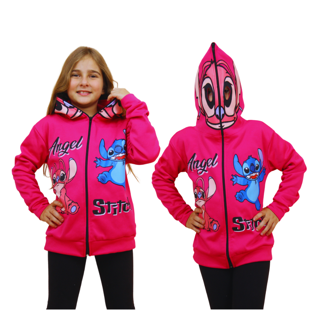 Blusa Moletom Menina Stitch Capauz que Vira Máscara em Oferta na Shopee