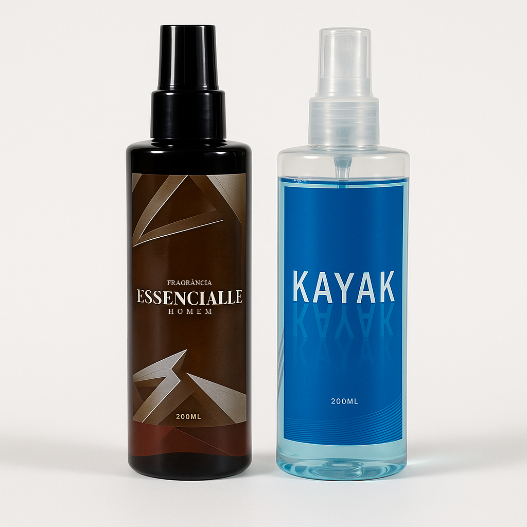 Dupla Perfume masculino Kayak com Essencial Body Splash 200ml – Fragrância com Aroma Amadeirado ou Cítrico em Oferta na Shopee