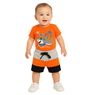 Conjunto Body Bebê 2 peças Menino Suedine e  Moletinho em Oferta na Shopee