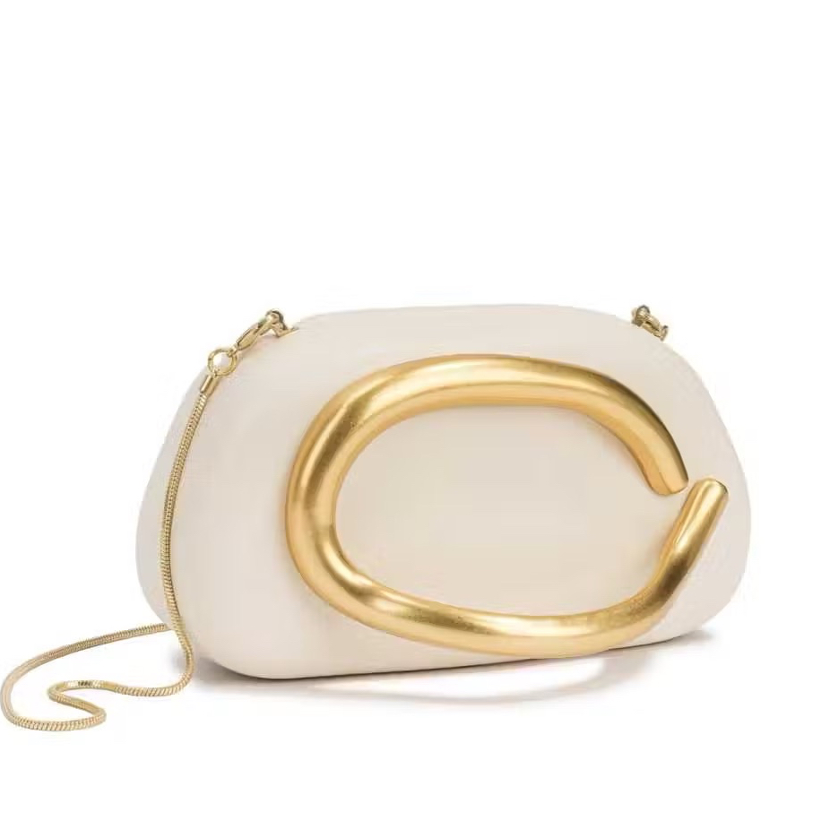 Bolsa Feminina Clutch De Festa Casamento Madrinha Alça Corrente Dourada Moderna Pequena Elegante