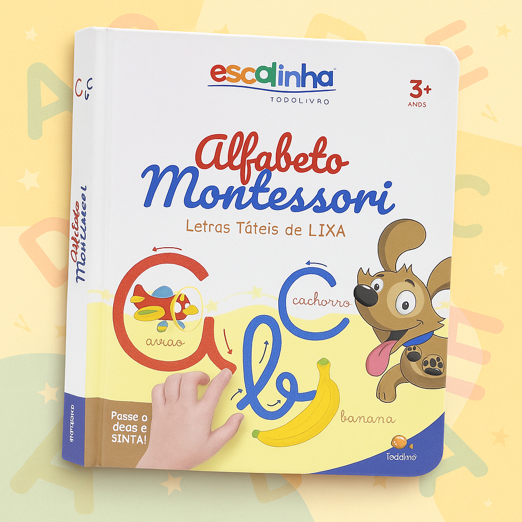 Livro Infantil Para Bebês Alfabeto com Textura Montessori | Livro Educativo Sensorial Escolinha em Oferta na Shopee