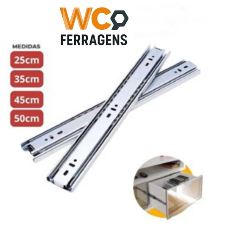 Kit 6 Pares Corrediça Telescópica Light 30cm 25kg 35x300mm CORREDIÇA PARA GAVETAS GAVETA