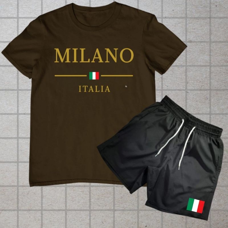 kit camiseta algodão bermuda tectel estilos hip hop  stretwear milano cidade italiana várias cores novidade envio rápido