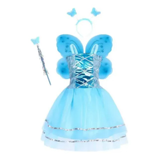 Fantasia Infantil Menina Princesa Vestido Varinha Tiara Borboleta Fada Kit 4pçs Festa Criança em Oferta na Shopee