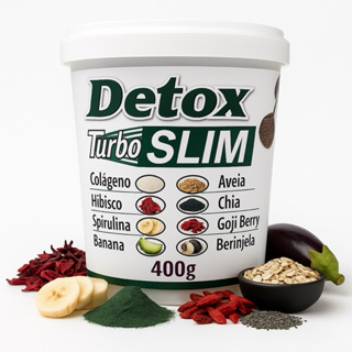Detox Slim 400g | Mistura Natural em Pó | Colágeno, Hibisco, Aveia, Chia e Goji Berr em Oferta na Shopee