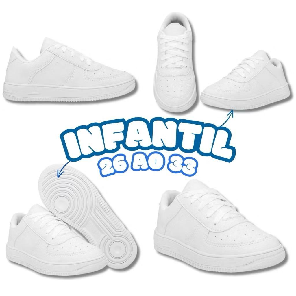 Tênis Criança Escolar Masculino Feminino Kids Infantil Casual Branco,Preto Confortável em Oferta na Shopee