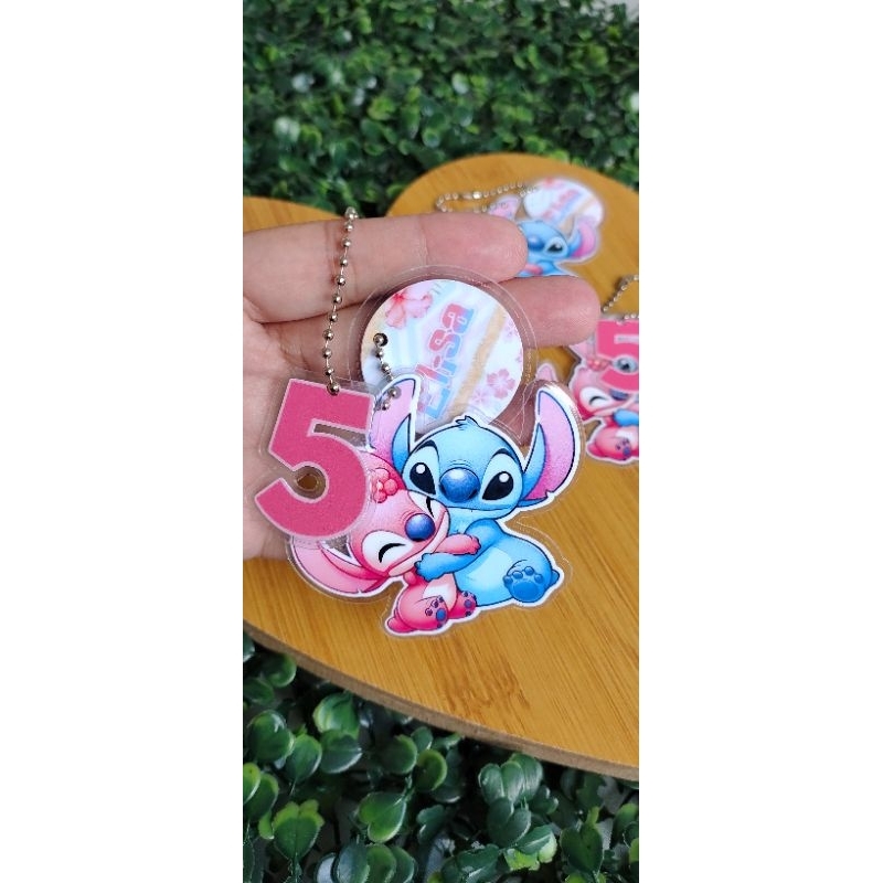 Chaveiro Personalizado Polaseal STITCH E ANGEL Lembrancinha de Aniversário Festa Infantil Nome e Idade