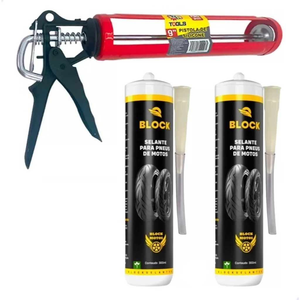 Kit 2 Frascos Selante Anti Furo Para Pneu De Moto Com Aplicador