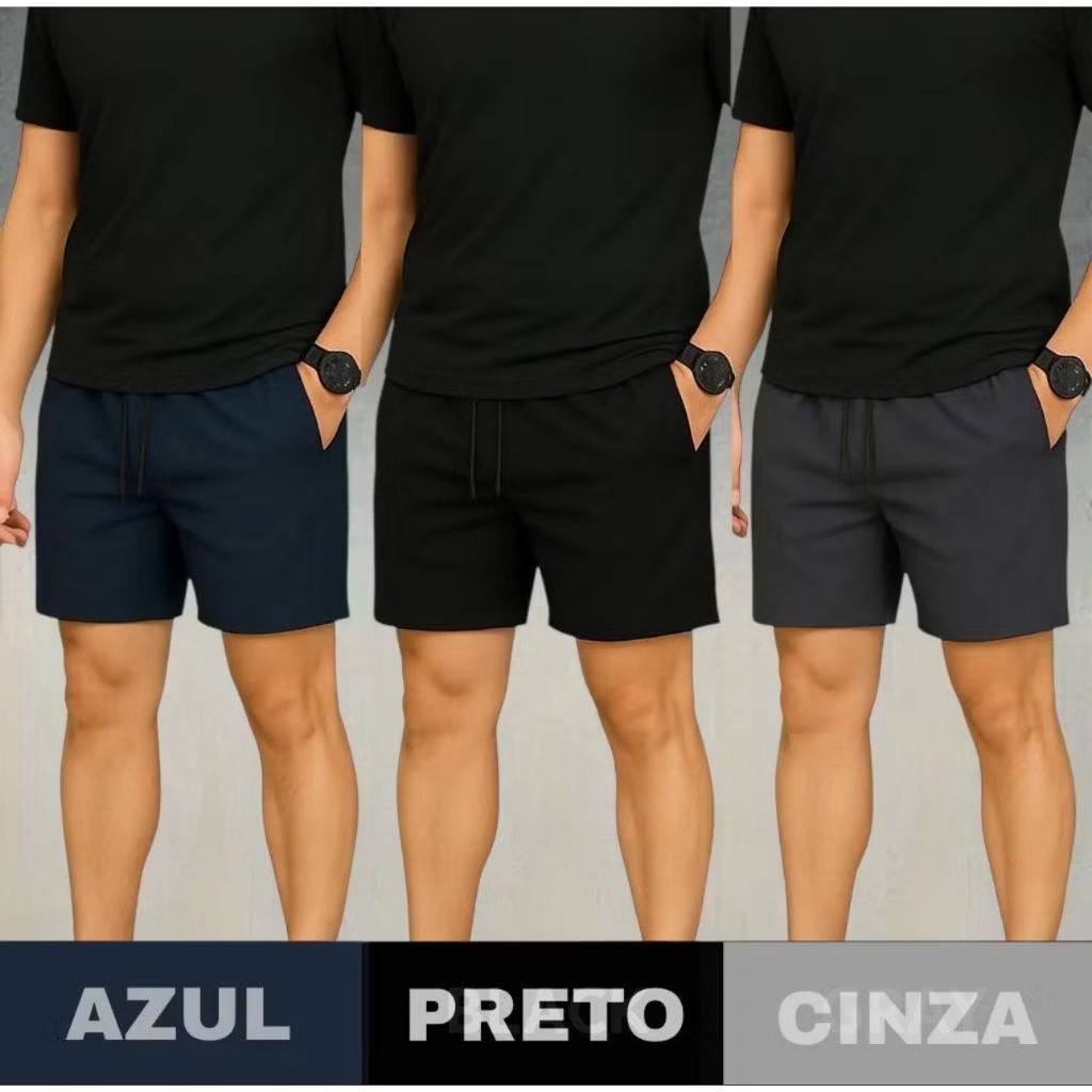 Kit 3 Shorts Tactel Bermuda Masculina Mauricinho Kit Short Tectel Praia Short Masculino Liso