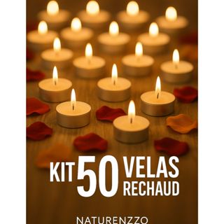 Kit 50/100 Velas Parafina Rechaud Com Suporte Alumínio Decorativas Dia dos Namorados Flutuante Casamento em Oferta na Shopee