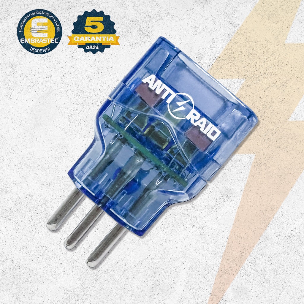 Protetor contra Surtos Elétricos e Raios DPS EMBRASTEC Pocket Azul de 3 Pinos 127/220v 10A