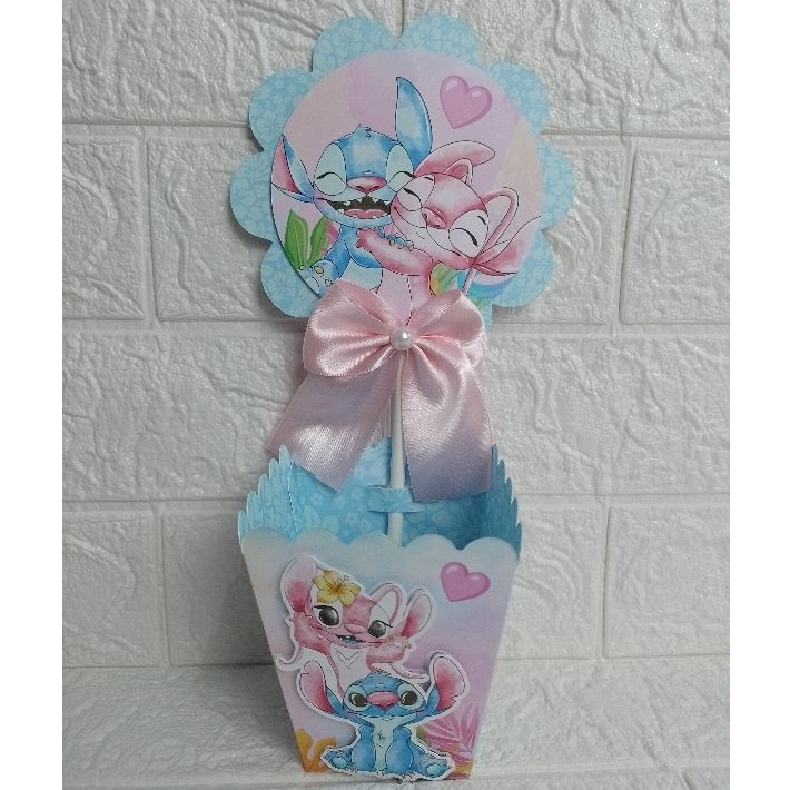 Centro de Mesa  Cachepot Stitch e Angel Personalizados - Lembrancinhas - Festa Infantil - Aniversário