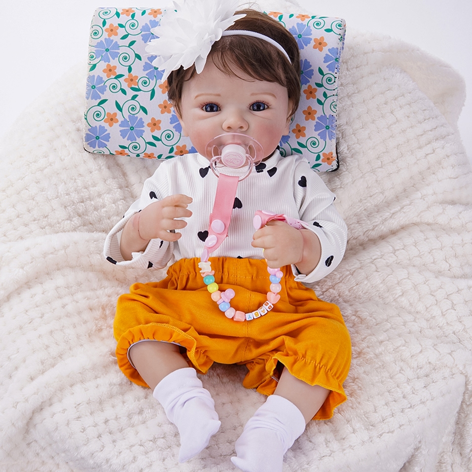 Bebê Reborn Boneca Silicone 48cm Bettie Menina Ohlo Azul