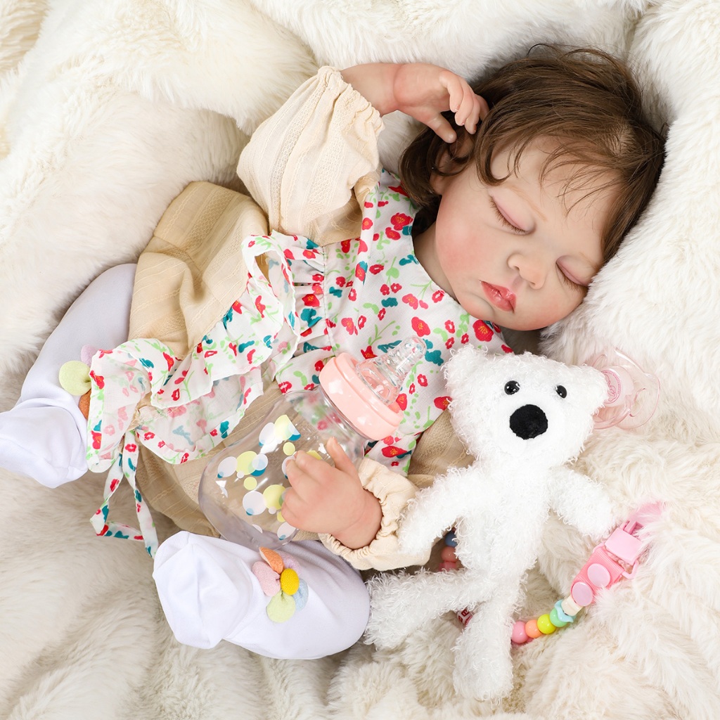 Bebê Reborn Silicone Realista 48cm Menina Olho Fechado Transplante Capilar em Oferta na Shopee