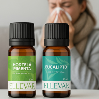 Kit Óleo Essencial Respiração Gripe - Hortelã-Pimenta + Eucalipto Globulus 10ml cada 100% Puros em Oferta na Shopee