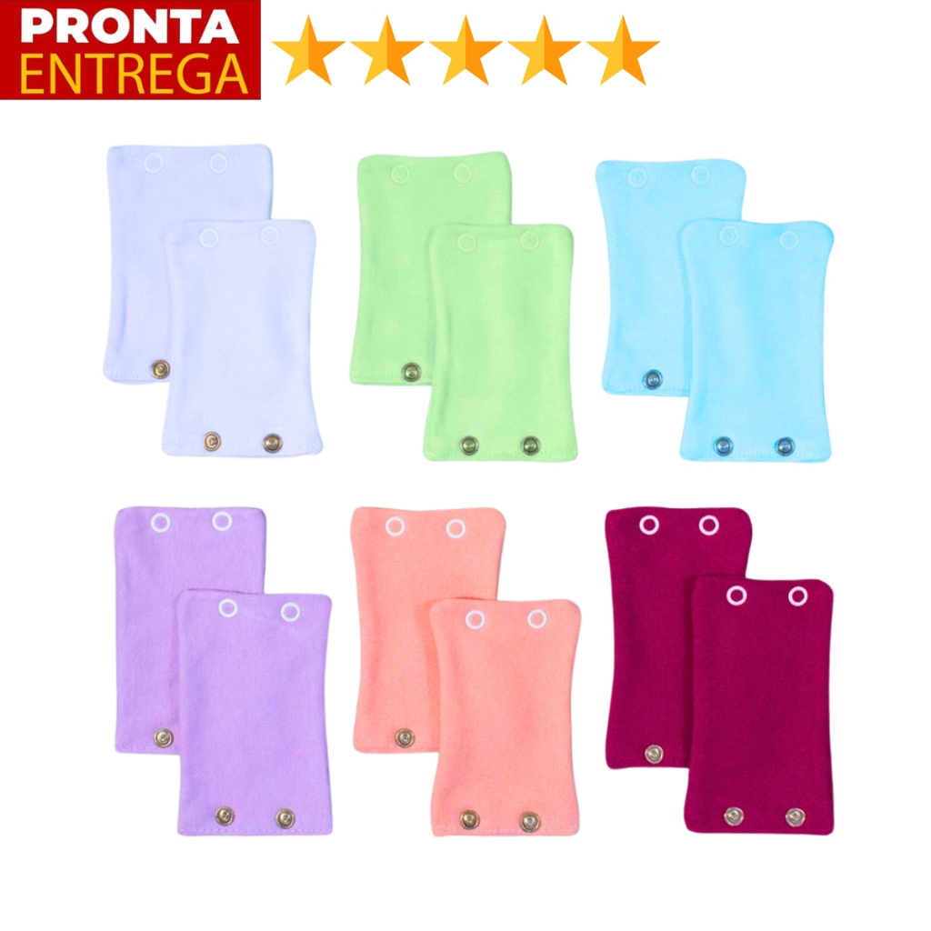 Kit 5 Extensores De Body Bebe 2 Botões Alongador De Bodie Menino Menina