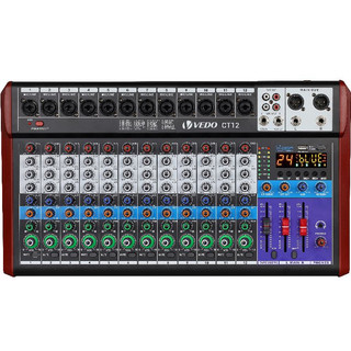 VEDO Mesa De Som 8/12 Canais Bluetooth 24DSP Com Placas Digitais Gravação USB Flash Drive/OTG +48V Phantom Power AUX