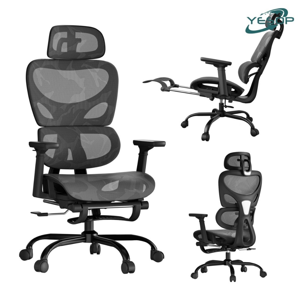 Cadeira De Escritório Ergonômica Com Apoio Lombar E De Pernas Assento Zero Gravity Cor Preto Yesop em Oferta na Shopee