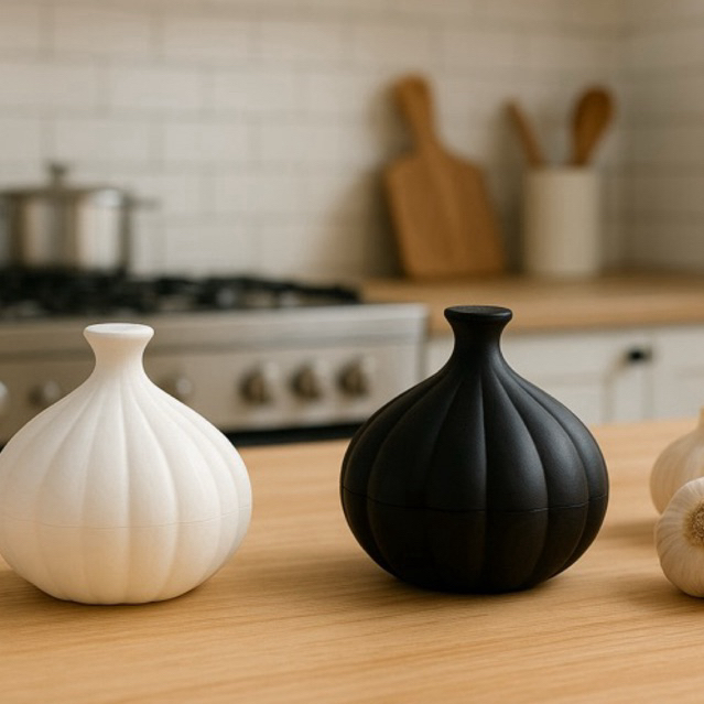 Porta Alho Decorativo 8x8 cm – Pote de Temperos Moderno para Cozinha Organizada