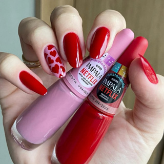 Kit 2 Esmaltes Impala Cores Da Moda Vermelho e Rosa Tendências Manicure Pedicure Mais Vendidos em Oferta na Shopee