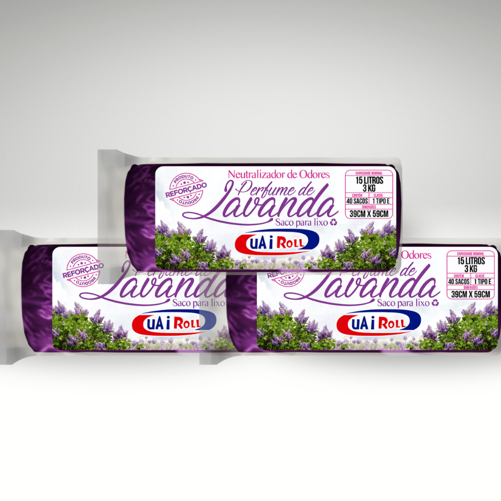 Saco De Lixo Kit 120 Unidades 15 Litros Tira Odor Perfumado Com Cheiro de Lavanda Econômico em Oferta na Shopee