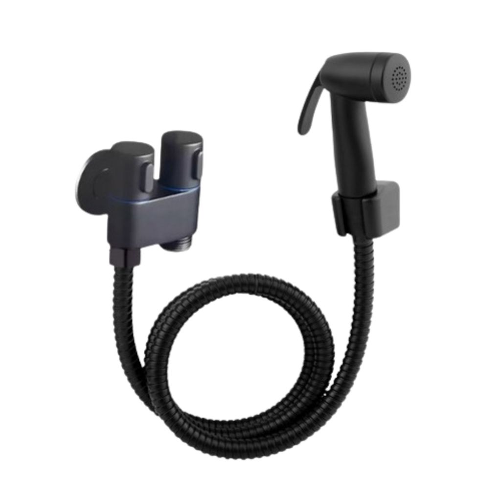 Ducha Higiênica Registro Duas Saídas Metal Preto 1/2