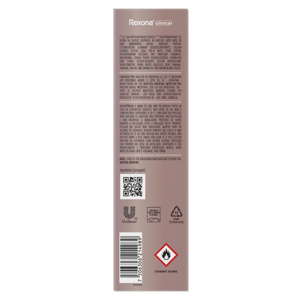 Desodorante Aerosol Clinical Clássico Rexona 150ml