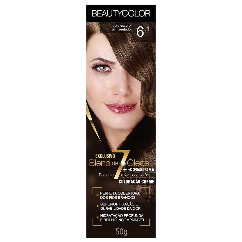 Tinta Beauty Color 6.1 Louro Escuro Acinzentado em Oferta na Shopee