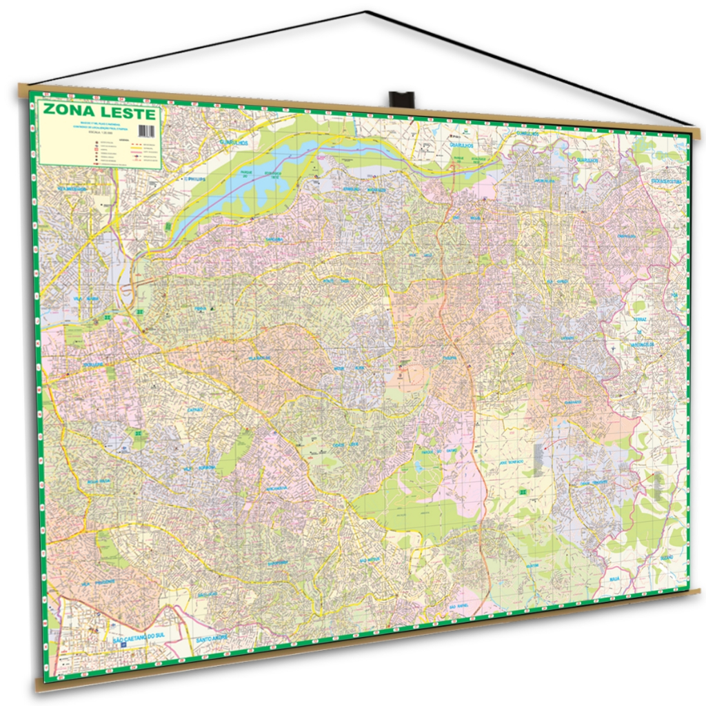Mapa São Paulo Região Zona Leste Parcial Banner Poster Guia Ruas
