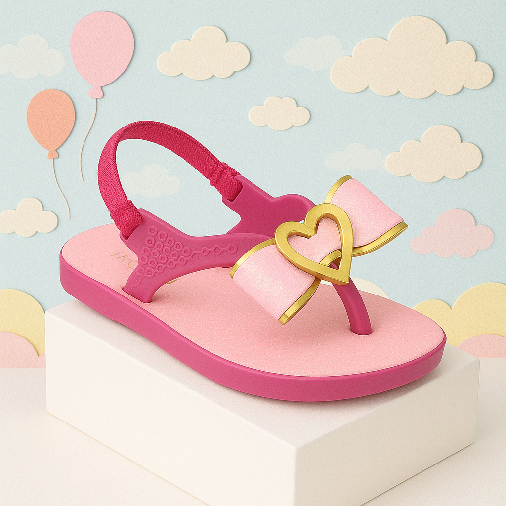 Sandália chinelo infantil bebê feminino menina confortável laço glitter elástico