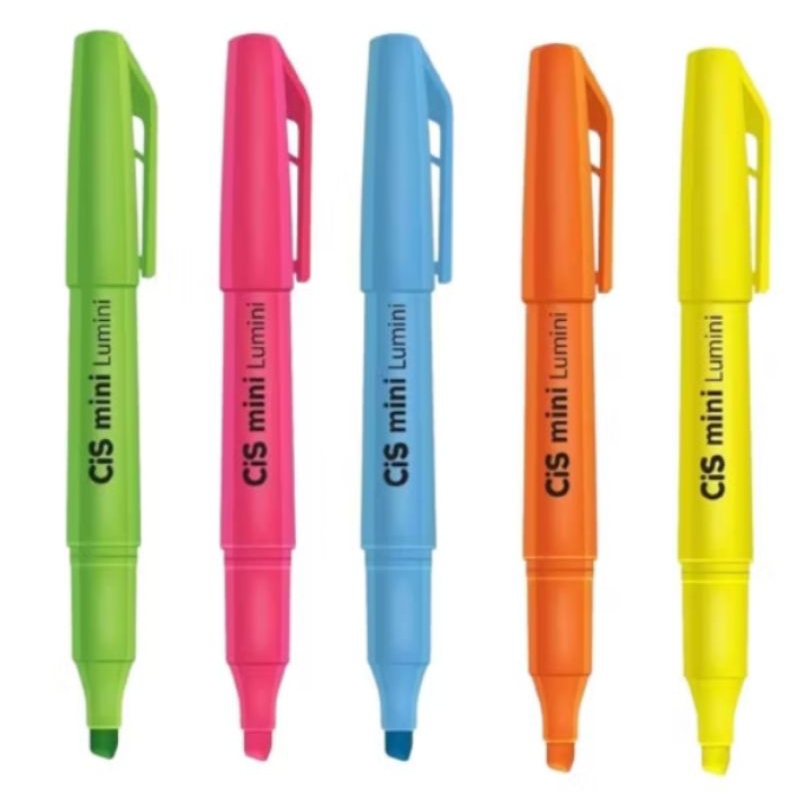 CANETA MARCA TEXTO MINILUMINI KIT COM 5 CORES NEON.