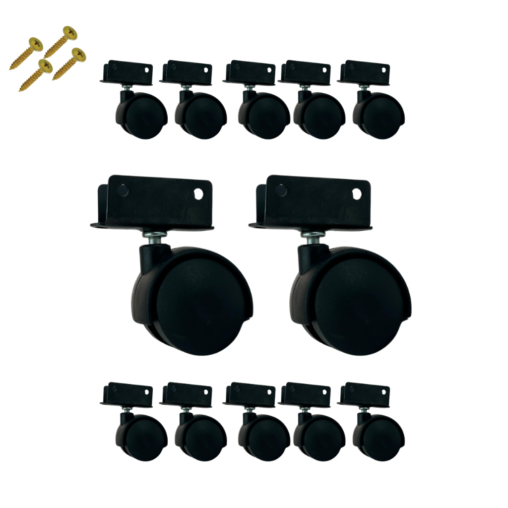 Kit 12 Rodinha Rodizio Preto Chapa U 15mm Para Berço Móveis