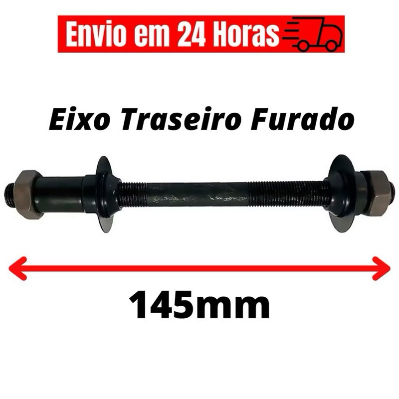 Eixo Traseiro Furado 145mm Preto Para Bicicleta Esferado Bike C cones Bicicleta Bike MTB