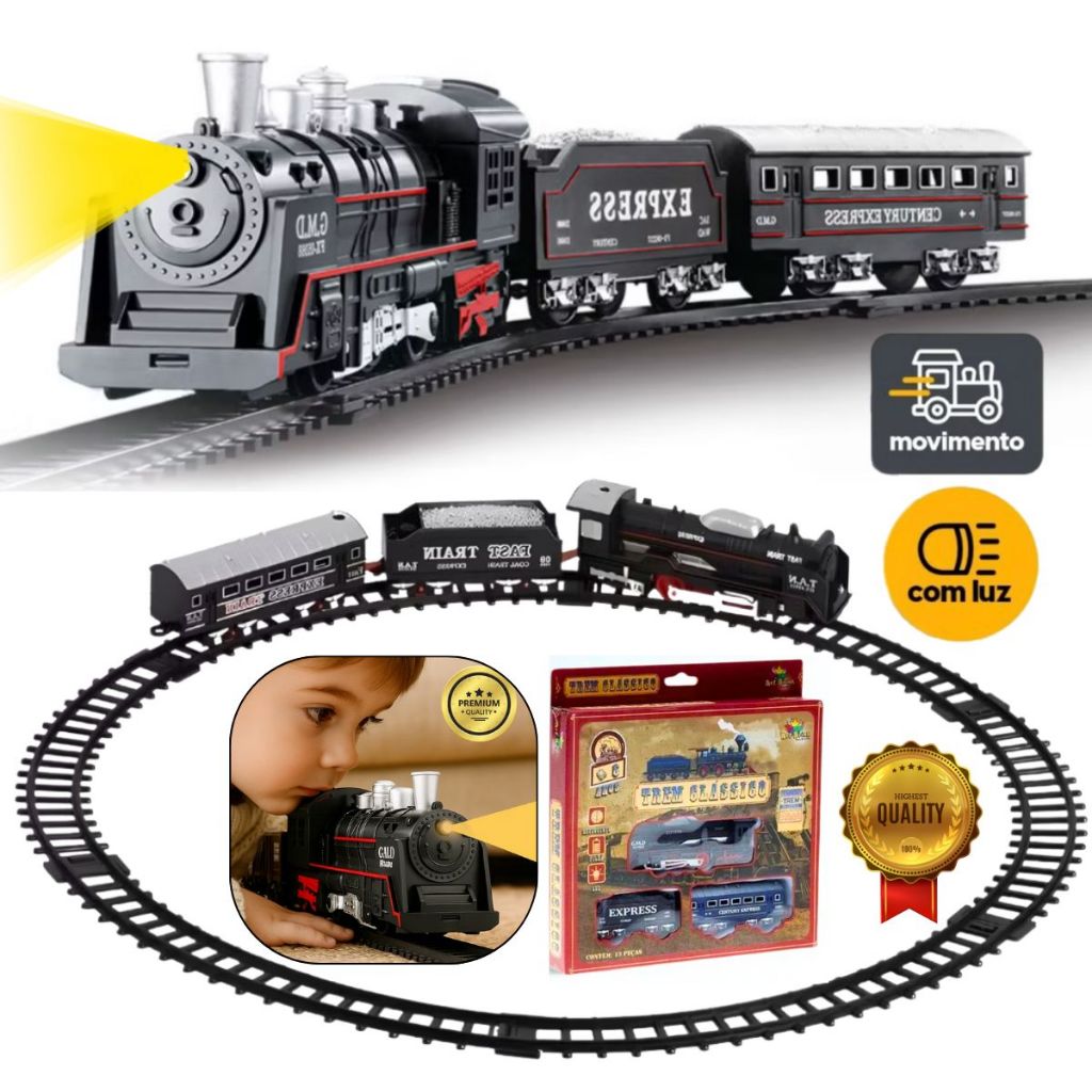 Trem De Brinquedo Criança 10 Trilhos Trenzinho Locomotiva Com Luz Ferrorama Premium Envio Imediato em Oferta na Shopee