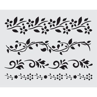 CUT0211 - Stencil Pintura 15X20cm Bordas Florais Mylar 190 Micras em Oferta na Shopee