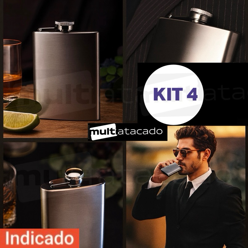 ate 4 wCantil De Bolso Uísque Garrafa Bebida Wisk Portátil Viagem Aço Inox 240 Ml Quadril Cantil Inox  porta whisky