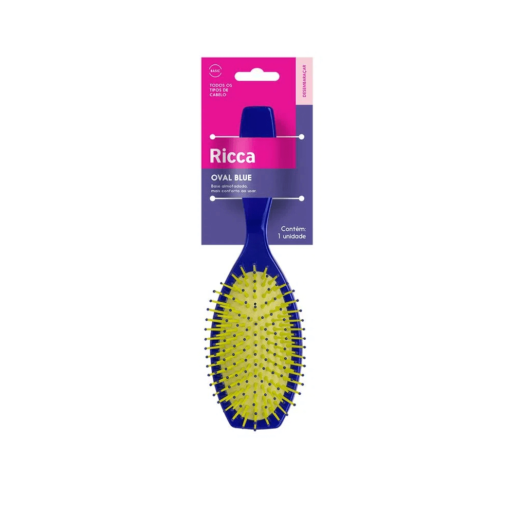 Escova Para Cabelo Ricca Desenbaraçante Oval Blue em Oferta na Shopee