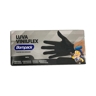 Luva Bompack Vinilflex Preta 100 Unidades P em Oferta na Shopee