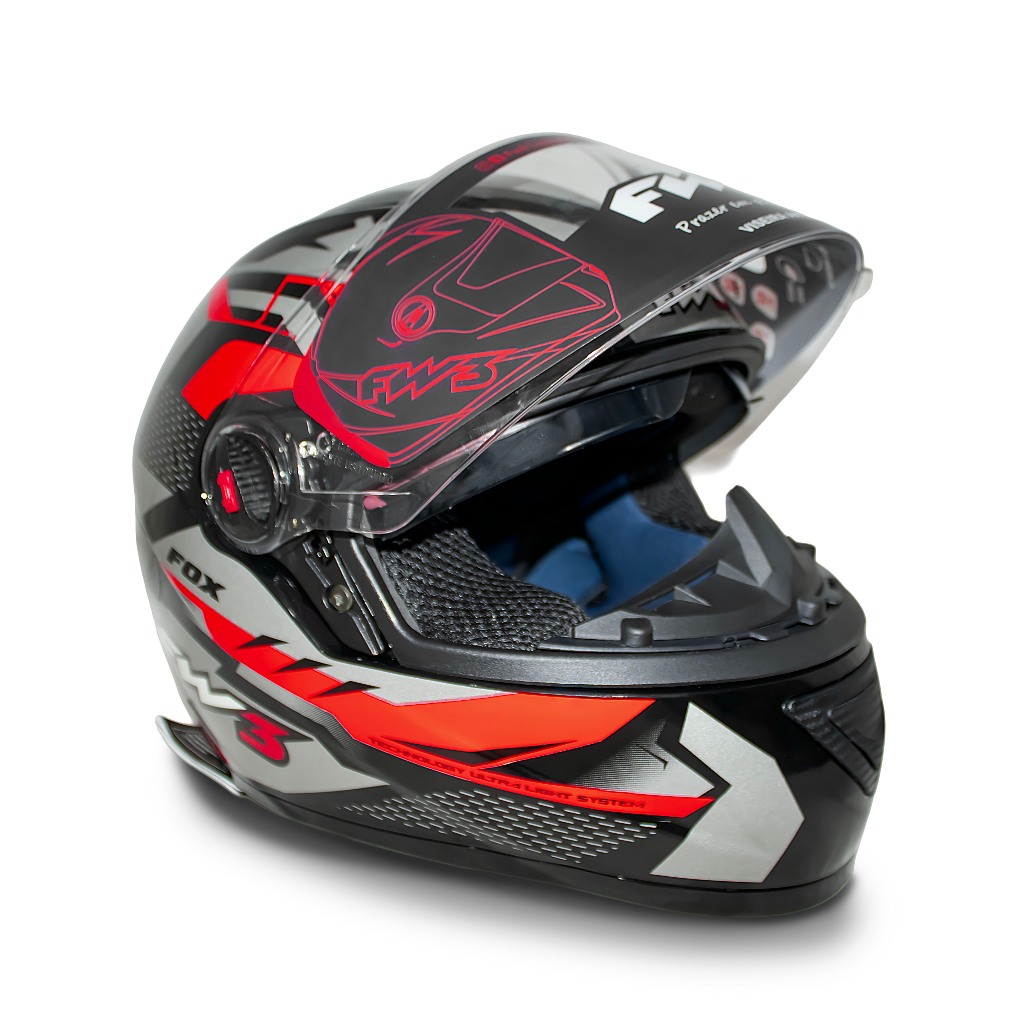 Capacete FW3 GTX Fox Grafite Vermelho Com Oculos Interno em Oferta na Shopee