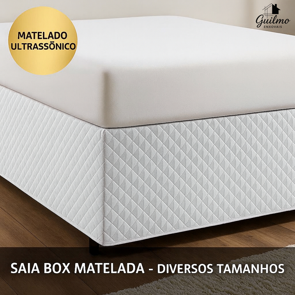 Saia Box Matelada Ultrassônica para Cama Box – Vários Tamanhos PERCAL 200 FIOS Com ELÁSTICO