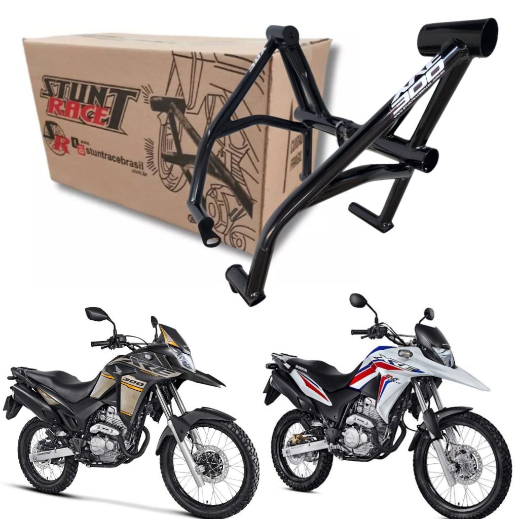 PROTETOR MOTOR CARENAGEM STUNT RACE HONDA XRE300 XRE 300 PRETO BRILHO