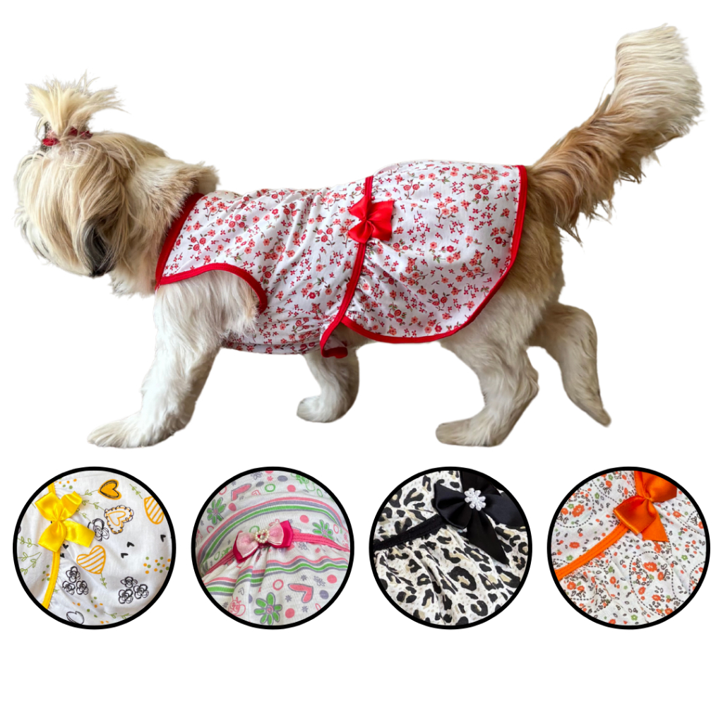 Vestido para Pet Verão - Roupinha pra Cachorro de Porte Pequeno a Grande - Roupa Para Macho e Fêmea em Oferta na Shopee