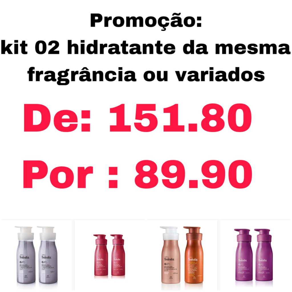 kit, Conjunto de Creme Desodorante Nutritivo para o Corpo Todo dia 400 ml