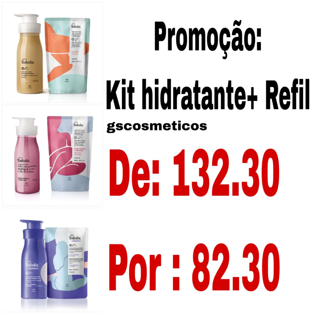 kit Refil Creme Desodorante Nutritivo Para o Corpo 400 ml e Hidratante corporal 400ml