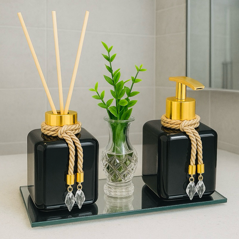 Kit Lavabo Banheiro Pet Preto Com Vasinho de For e Bandeja em Oferta na Shopee