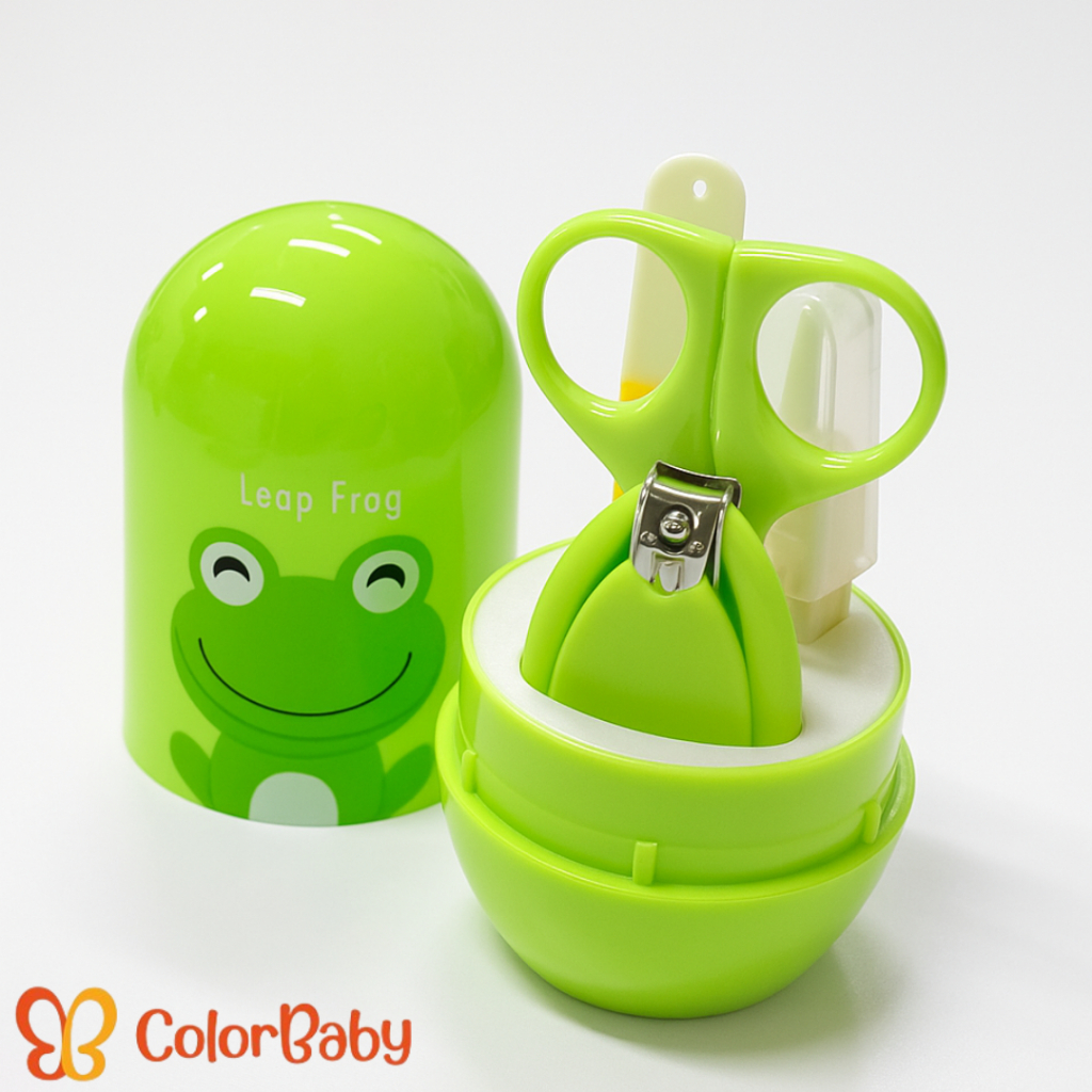 Kit Manicure Infantil para Bebês e Crianças com Estojo Estampado Tesourinha, Cortador, Lixa e Pinça - ColorBaby