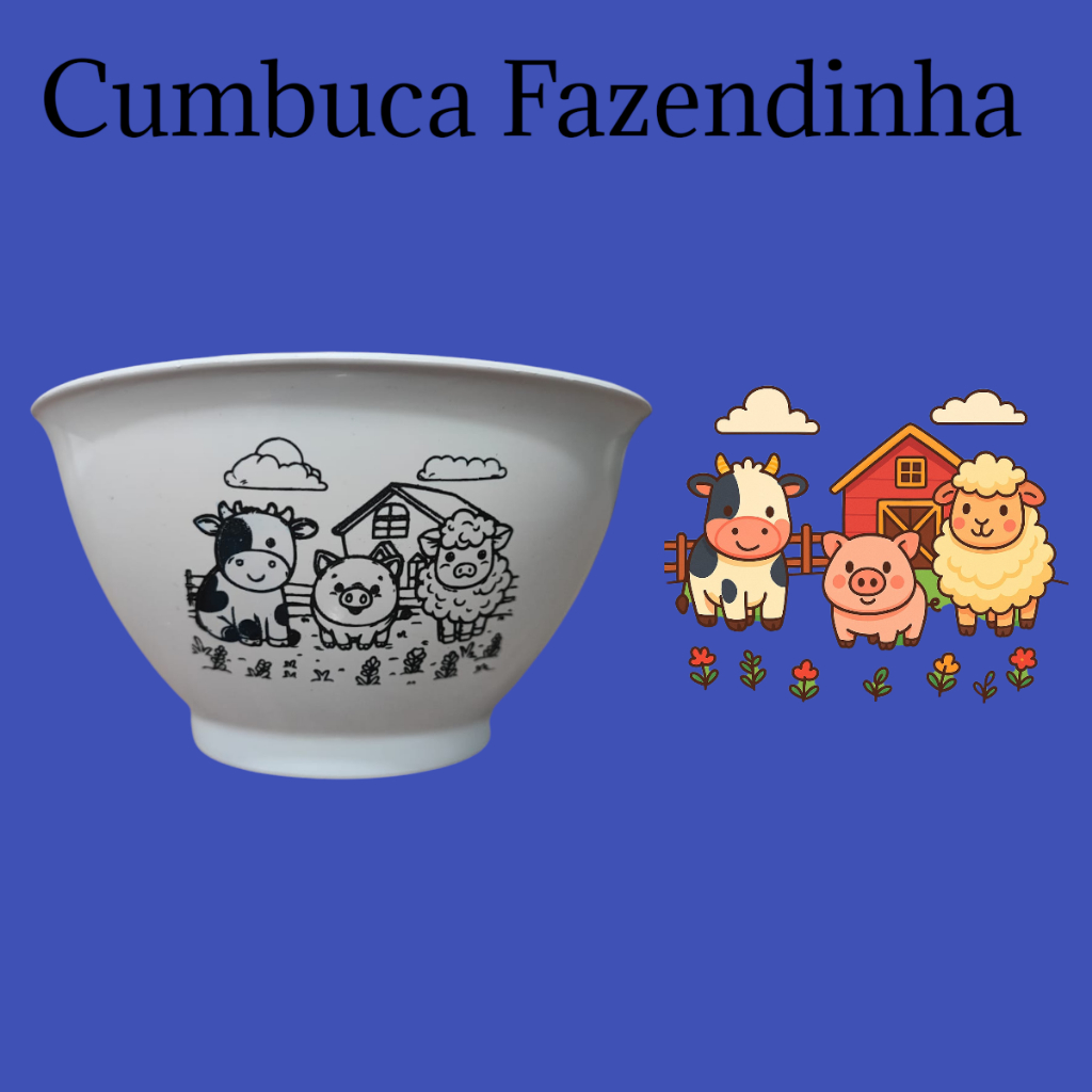 Kit 30 Cumbucas 400ml Fazendinha interativo para colorir infantil dia das crianças mágico plástico